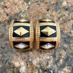 vintage swarovski hoops clip on earrings